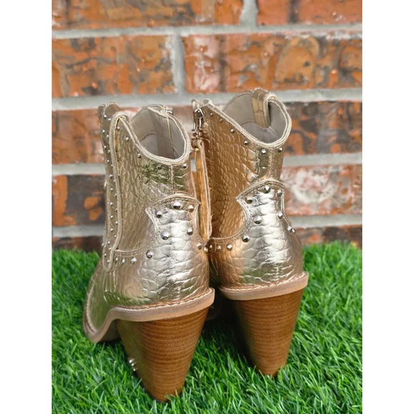 Sam Edelman Gold Iris Western Studded Ankle Booties – Women’s Size 8 - Picture 4 of 6